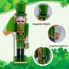Traditional 38cm Wood Irish Nutcrackers Green Shamrock Soldier Figurines Patricks Day Puppet Home Office Tabletop Decors