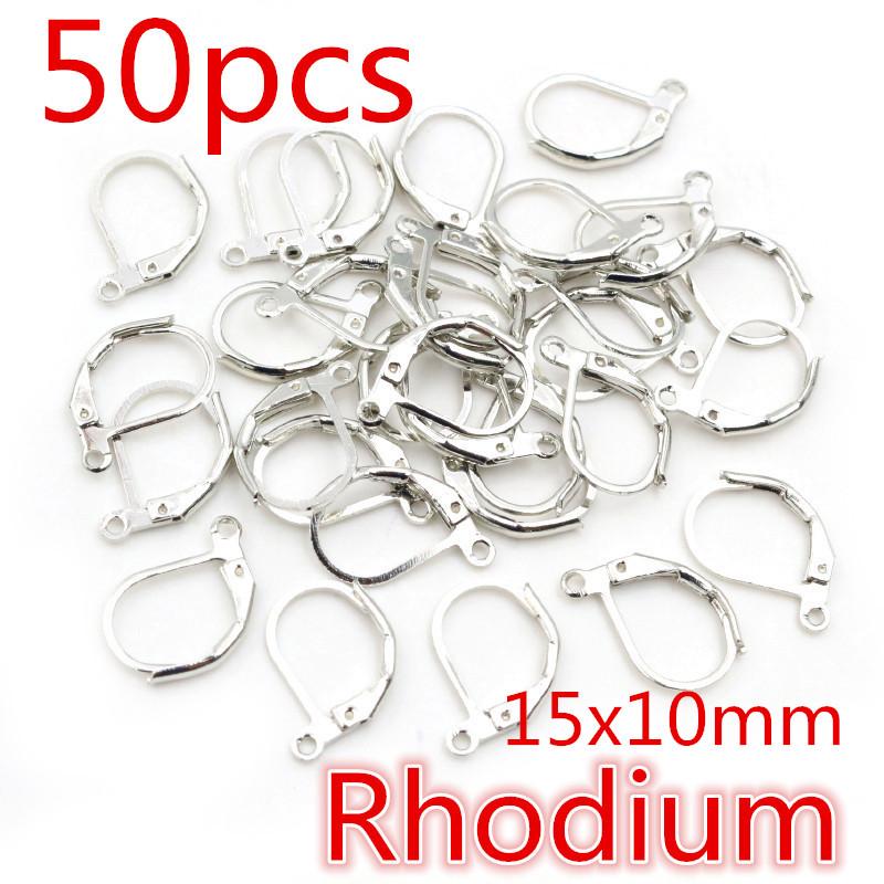 30-50pcs Fashion Bronze Rhodium Gold Silver Plated French Earring Hooks Wire Settings DIY Jewelry Making Findings Accessories
