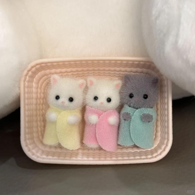 In Stock Sylvanian Families Triplet Series Anime Mini Baby Persian Cat Action Figure Doll Accompanying Parent-Child Toy Kid Gift