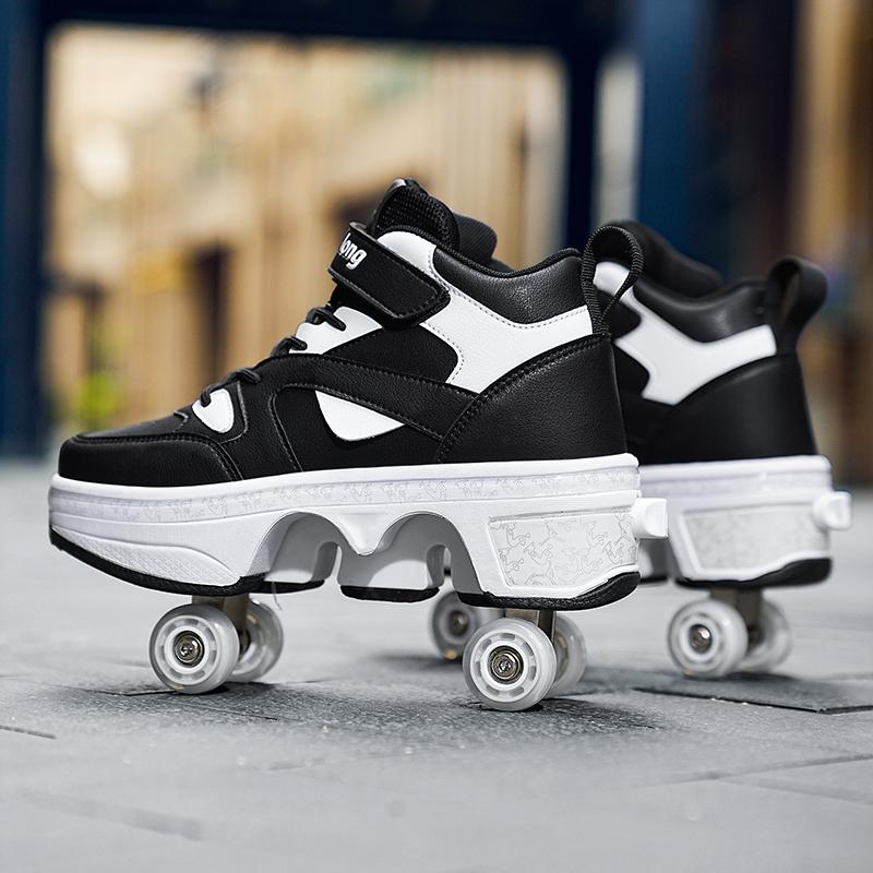 Kids Hidden Four-wheeled Roller Skate Shoes Casual Deformation Parkour Sneakers Skates For Rounds Adult Of Running Sport Shoes