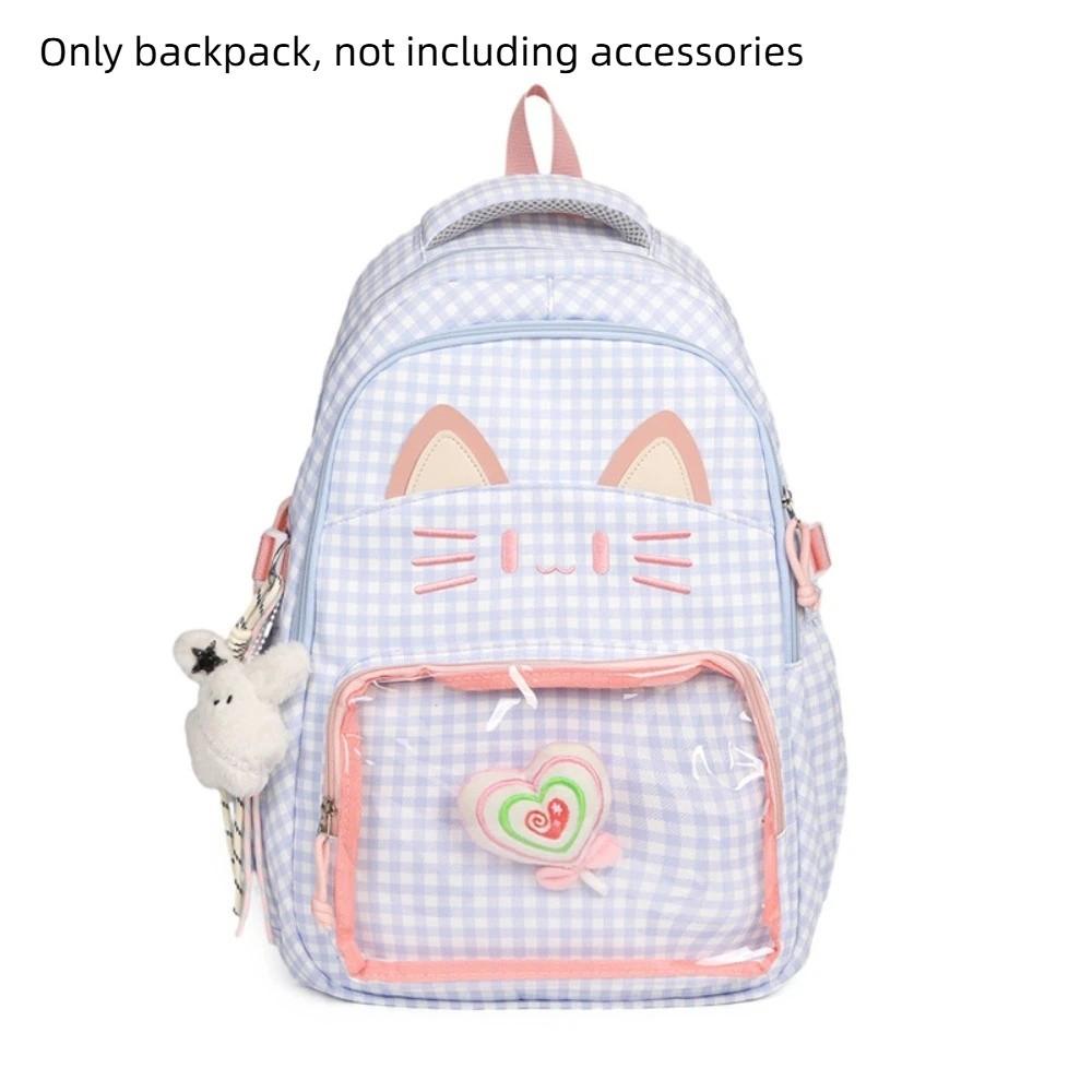 Preppy Style School Backpack Kitten Students School Bag Shoulder Bag Cartoon Cat Backpack  Outdoor