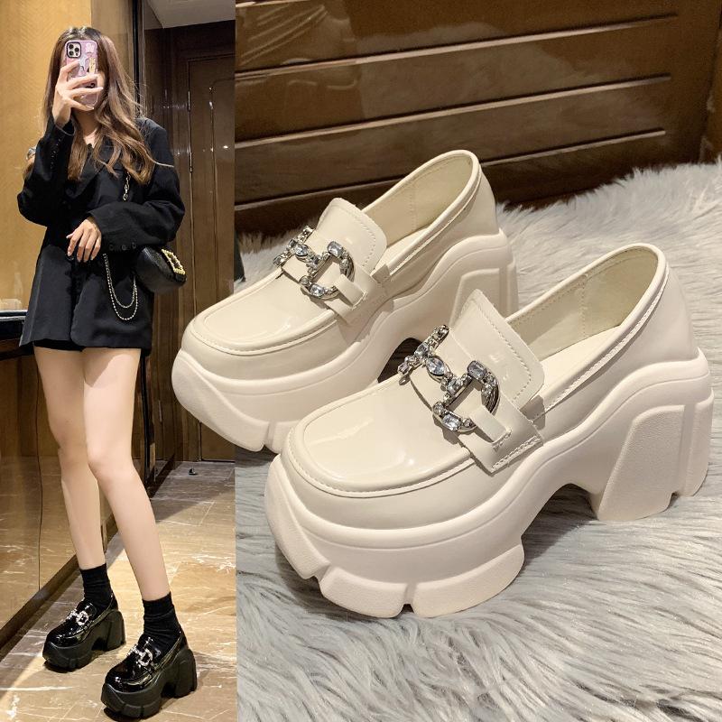 Loafers women's 2025 autumn one-pedal shallow single shoes inner height increase women's shoes small fashion versatile muffin shoes