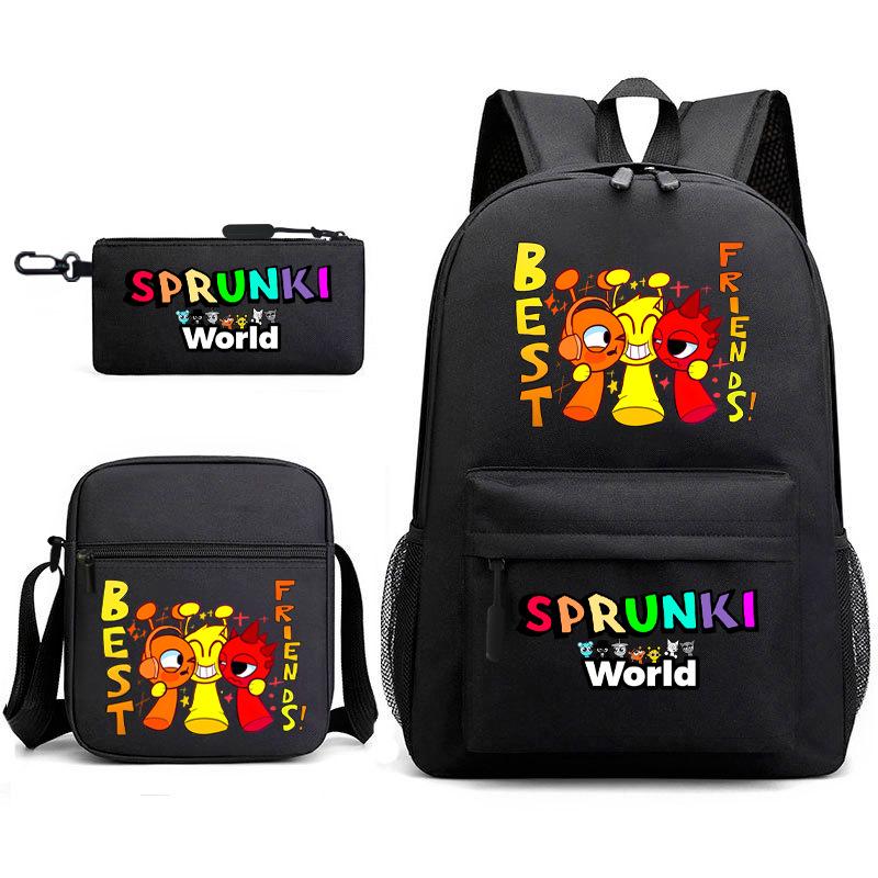 3D New Game Rhythm Box Sprunki School Bag Backpack Elementary and Secondary School Backpack Crossbody Bag Pencil Bag D