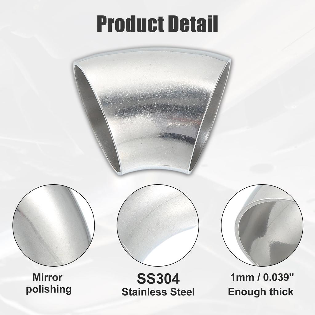 X AUTOHAUX Mandrel Bend Exhaust Elbow Pipe SS304 Stainless Steel