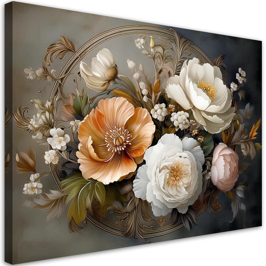 Canvas Print, Natural Botanicals Foliage Flowers