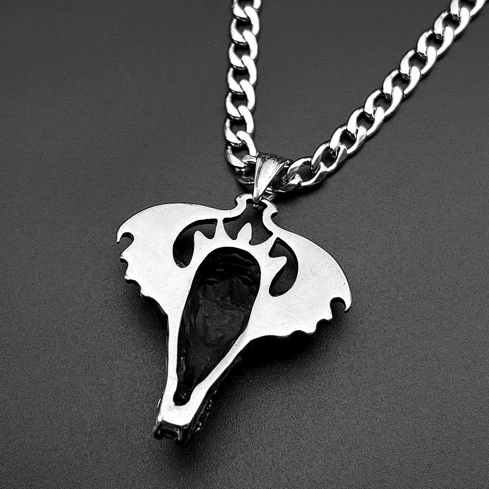 Gothic Dragon Head Wings 316L Stainless Steel Pendant Necklace for Women Men Silver Color Red Rhinestone Jewelry Amulet Gift