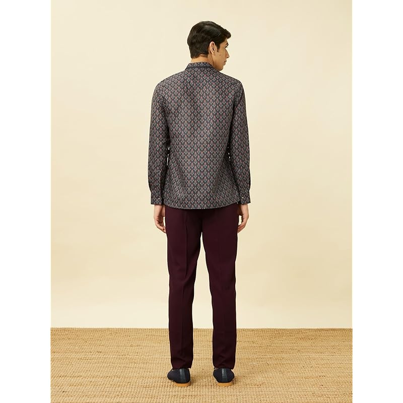 

Manyavar Mens Blue Art Silk Short Kurta XL синий