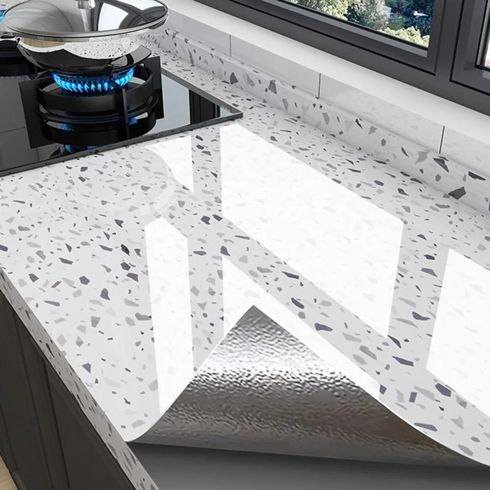 60cmx2m Autocolante de Perete pentru Blat de Bucătărie Rezistente la Ulei Impermeabile Tapet pentru Faianță Autoadeziv Film Renovare Aragaz Rezistent la Căldură