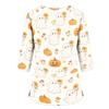 Women's Halloween Print V-Neck Uniform Top with Pockets and Side Slits, Three-Quarter Sleeve Casual Scrub