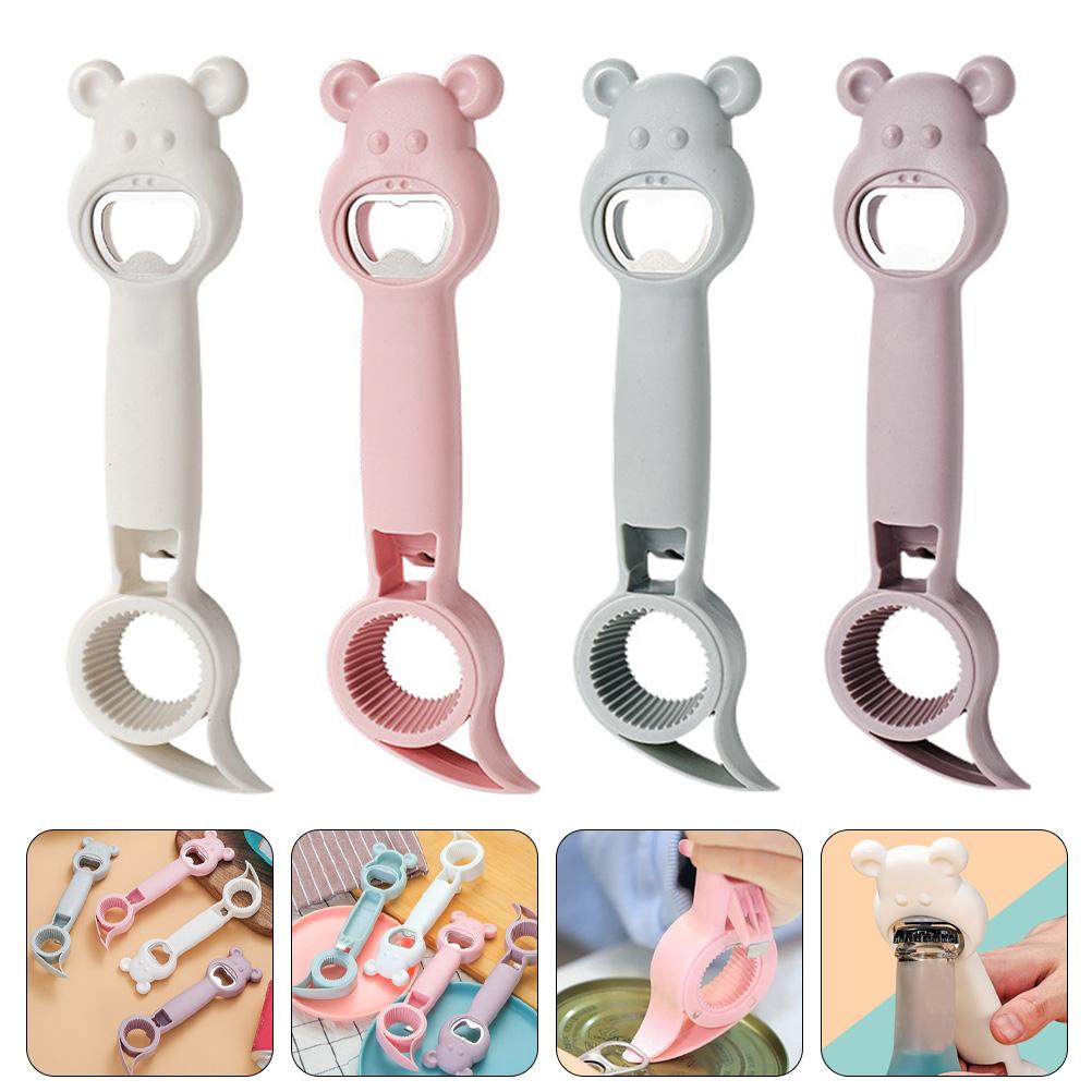 4 Pcs in 1 Bottle Opener for Home Wear-resistant Jar Beer Cap Can Four-in-one Practical Remover