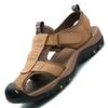 fashion Men's Shoes Summer Baotou Men's Sandals Top Layer Leather Outdoor Beach Shoes Baotou Beach Shoe Beach Shoes Outdoor Sandals
