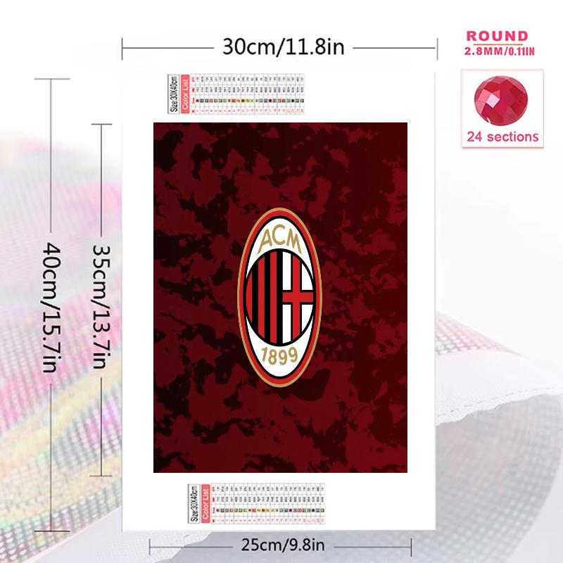 AC Milan 100% Round Full Drill 5D DIY Diamond Painting Embroidery Cross Stitch Rhinestone Décor