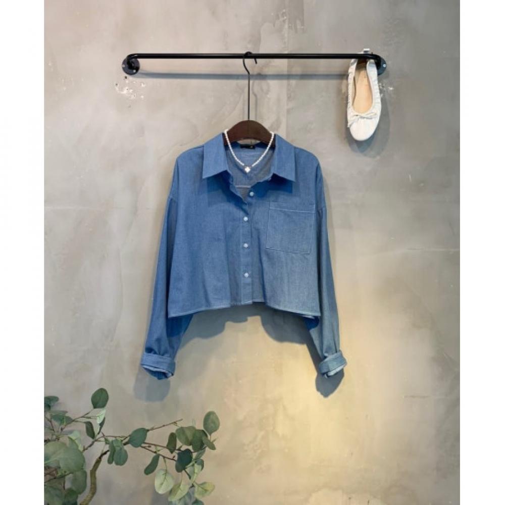 C S In The Room Men CodIng poCket Crop Denim Shirt 2Color