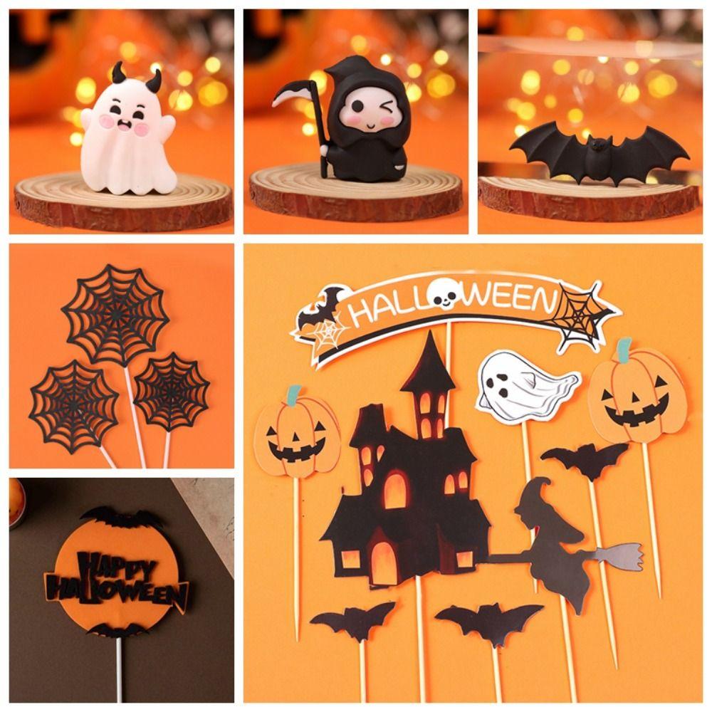 Funny Festival Plugin Pumpkin Ghost Bat Cake Insert Party Supplies Cake Topper  Baking Cake Dessert