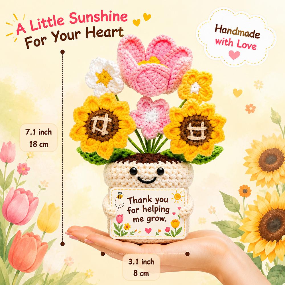 Positive Energy Crochet Doll Pocket Hug Handmade Knitted Plush Potato Plant Avocado Bee Turtle Duck Funny Emotional Support Gift