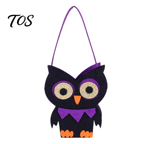 Halloween Candy Bags for Kids Felt Bag, Pumpkin Ghost Skull Cat Owl Tote Decorative Holiday Sacks Kids, Non Woven Trick or Treat Handbag, Party Favor