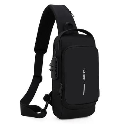 Sac de poitrine Anti-vol pour hommes, sacs à bandoulière avec chargeur USB, sac à bandoulière pour court voyage d'école, sacs de messager Oxford pour hommes