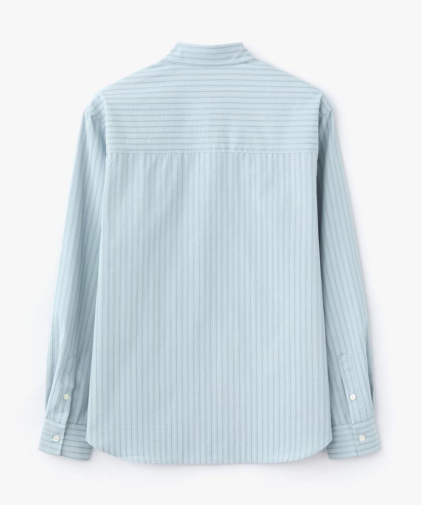 Le Mad One Pocket Normal Striped Shirt - Blue
