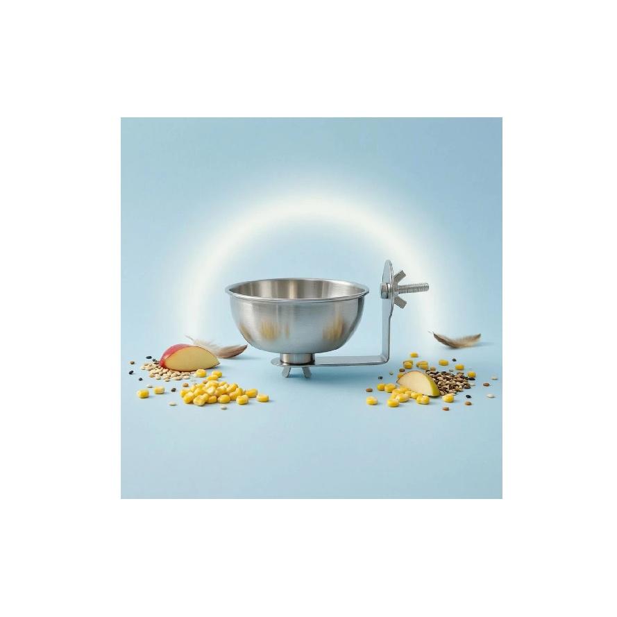 Cage Feeder Bowl Stainless Steel Bird Feeding Bowl Pet Supplies Screw Fastened