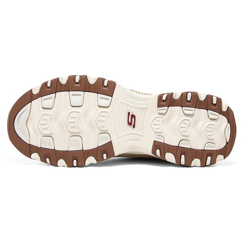 Skechers DLites 1.0 Planet Bear Tessuto a Rete Pelle Sintetica alla Moda Durevoli Scarpe Basse Stile Dad Sneakers da Uomo Marrone Bianco 894256-NAT