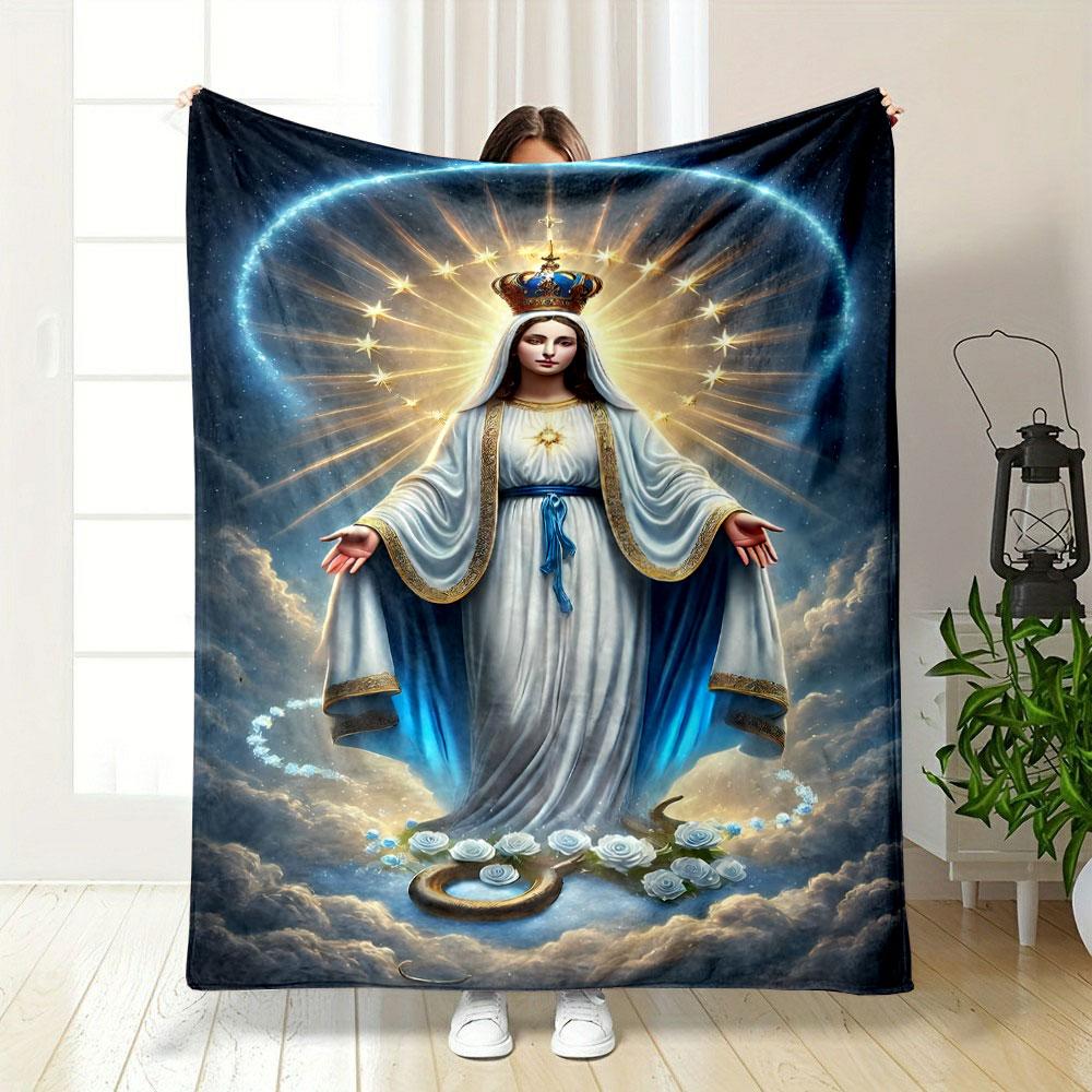 Our Lady of Grace Religious Throw Blanket Printed Blanket for Living Room Bed Couch lunch break Soft Cozy Blanket for Friend's festival Gift