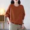 Sweatshirt für Damen Baumwolle Locker Oversized Verdickt Bequem Rundhals Lässiges Pullover-Top Sweatshirt
