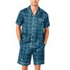 Conjunto de Pijama Masculino de Manga Curta com Botões e Shorts, Roupa Macia, Tamanhos P-XXXXG