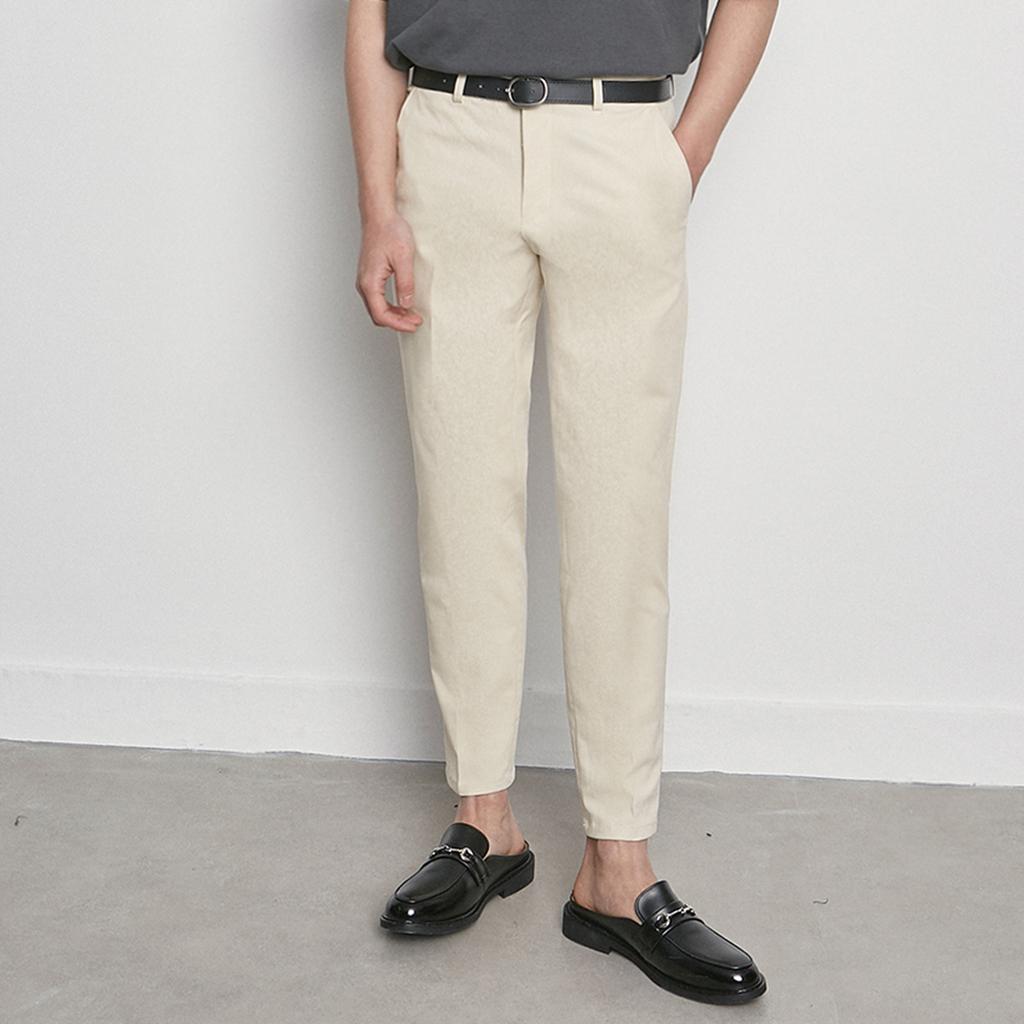 THE-ABON M3421 Cotton Spring Slacks Beige