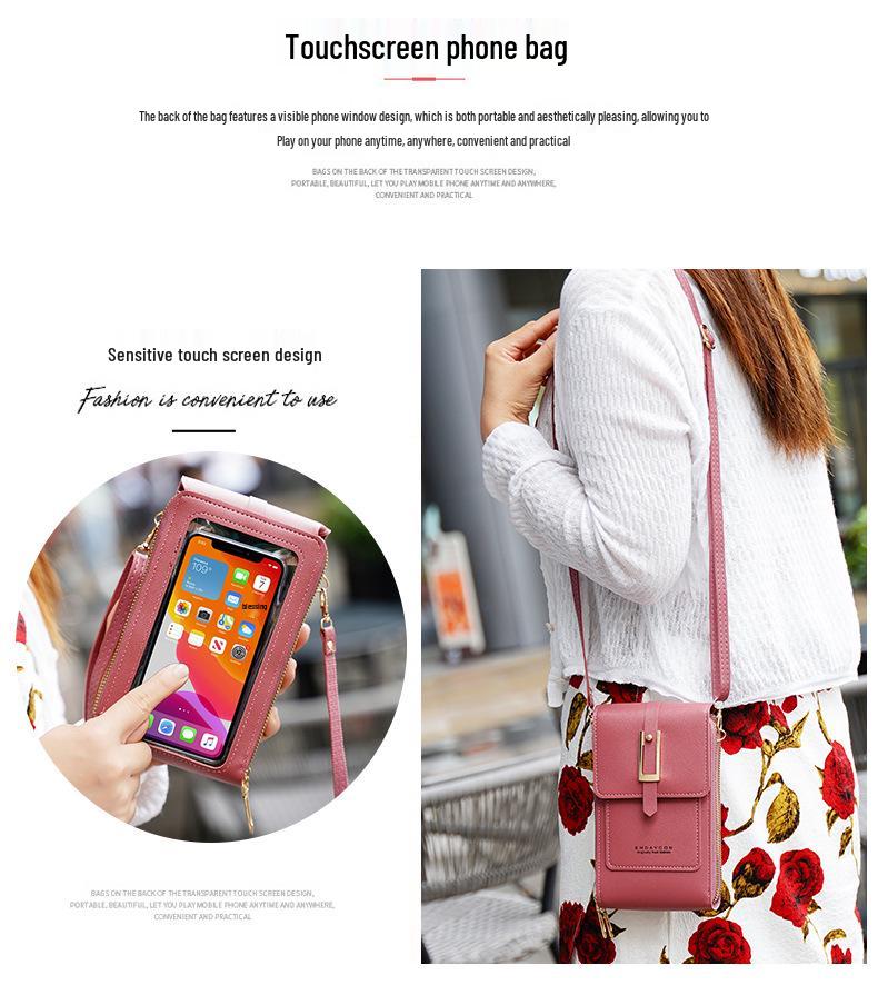 Urban Minimalist Women's Touchscreen Crossbody Bag – Multifunctional Card Holder & Coin Purse 