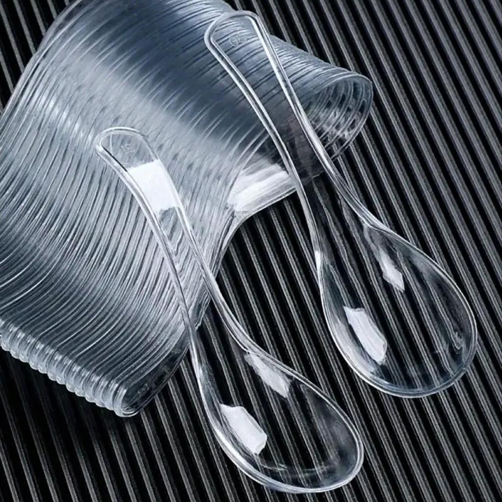 50/100/200PCS High-Quality Transparent Plastic Disposable Spoons Clean And Durable Tableware Suitable For Picnics And Daily Use