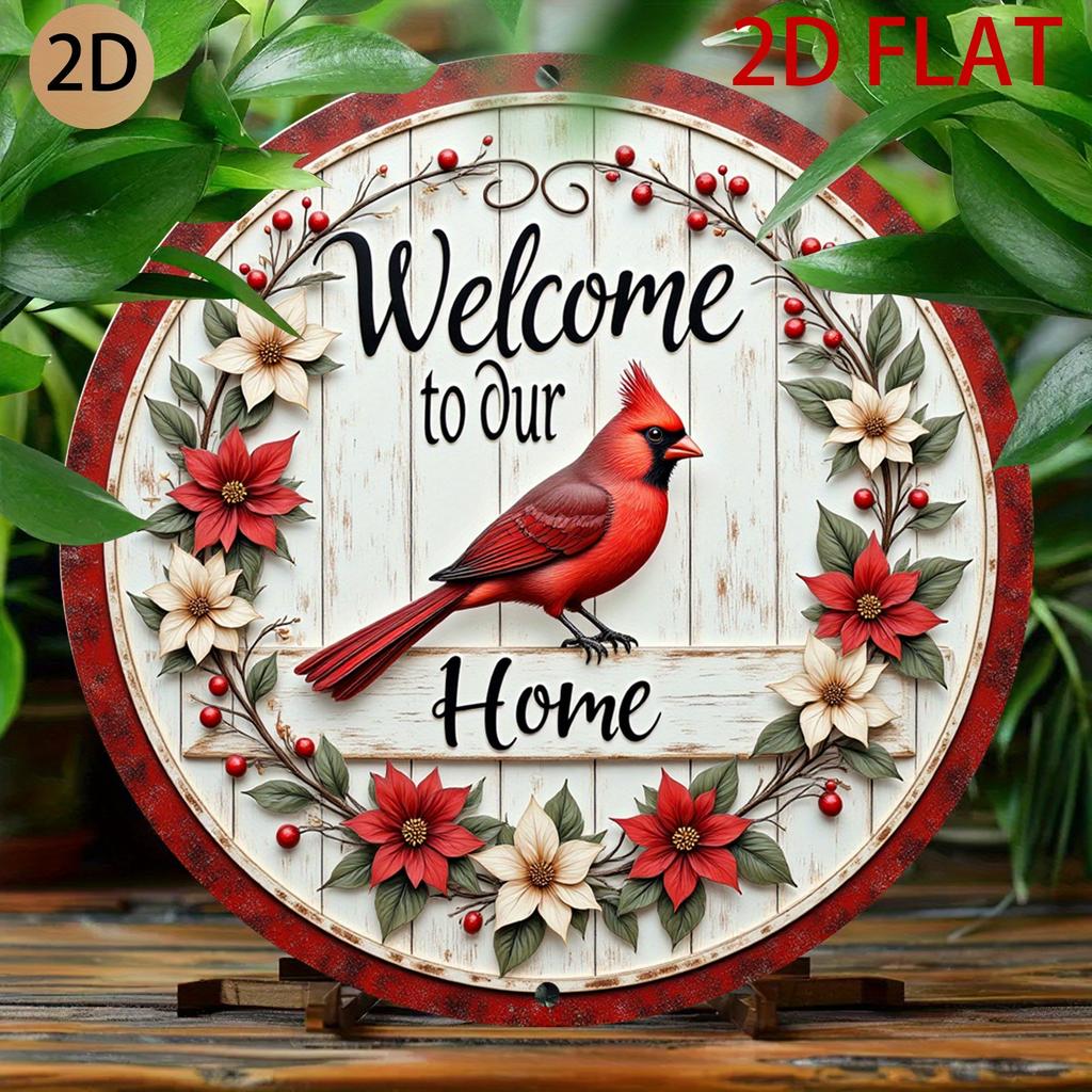 Welcome To Our Home Cardinal Bird Tin Sign Vintage Durable Metal Plaque Wall Decor Home Office Bar Man Cave Wall Art