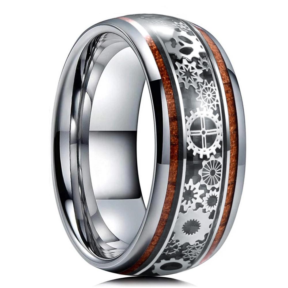 Fashion 8mm Men Titanium Wedding Rings Green Shell Inlay Stainless Steel Rings For Men Wedding Band Anniversary Birthday Gifts