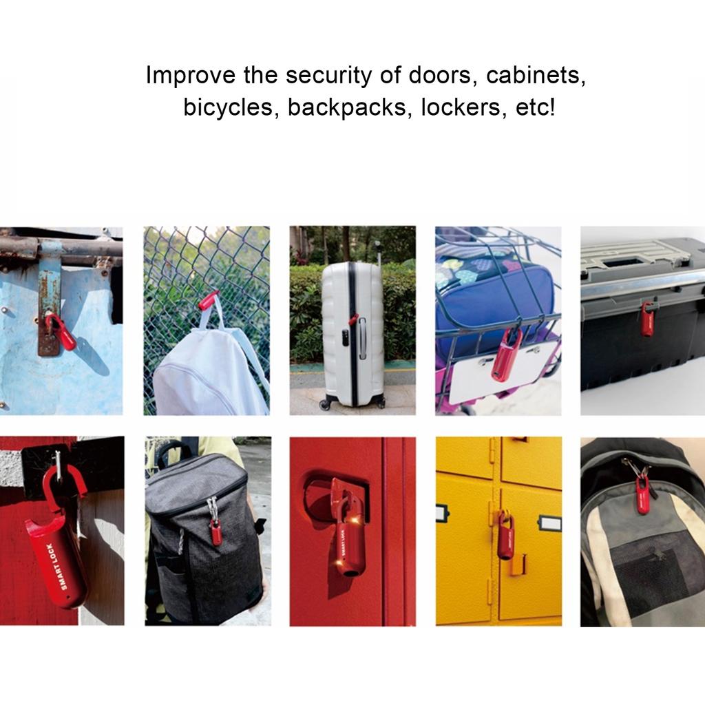 Fingerprint Lock AntiTheft Security USB Rechargeable Thumbprint Padlock for Luggage Case(Black )