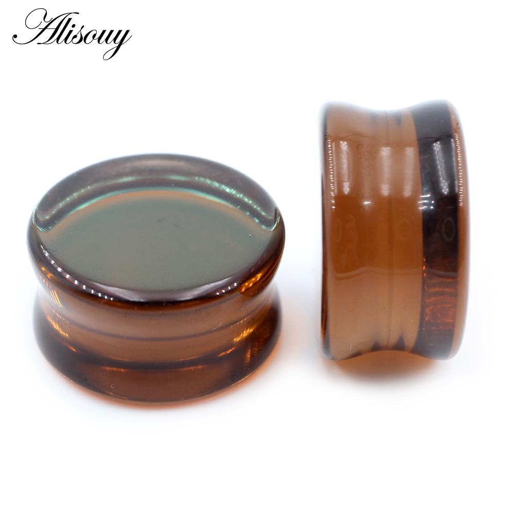 Alisouy 1PC 6mm-30mm Runde Glas Frauen Männer Ohr Stecker Tunnel Messgeräte Keil Expander Extender Ohrringe piercing Körper Schmuck