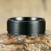 Vnox Personalized Stainless Steel Black Spinner Class Rings for Men 8mm Engraved Wedding Rings Jewelry Simple Customize Gift