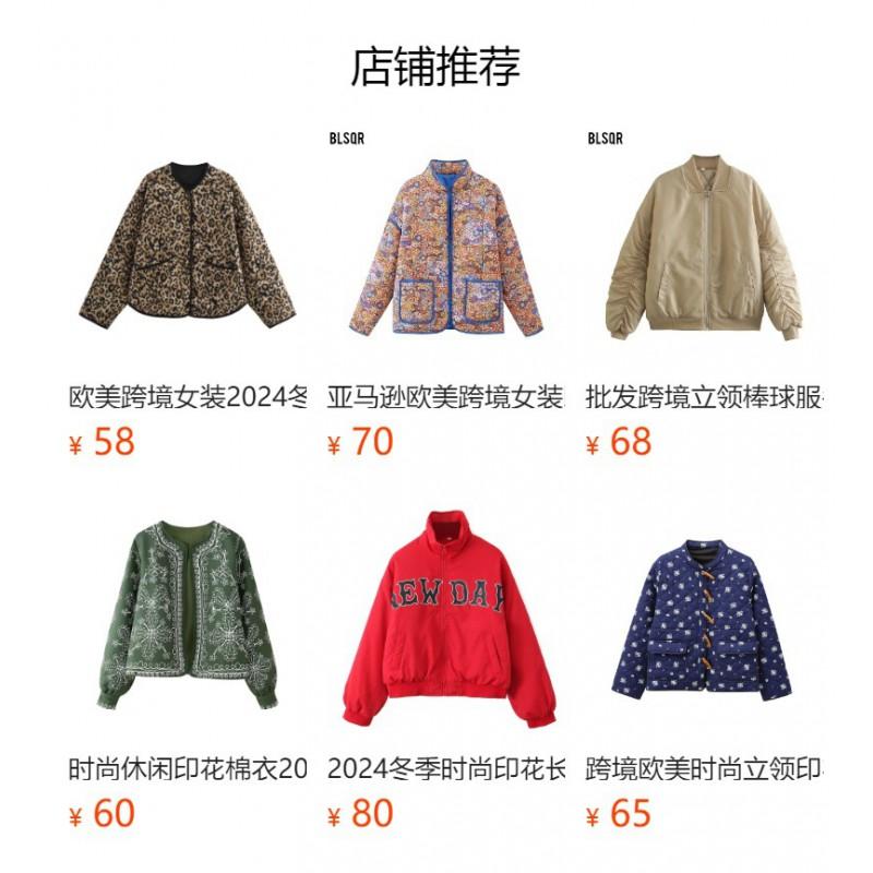 Womens Winter Plaid Cotton-Padded Coat Loose Fit Round Neck Long Sleeve Single Breasted Outerwear