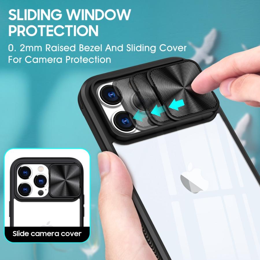 Slide Camera Lens Protector Armor Case For For Iphone 15 14 11 12 13 Pro Max Plus Bumper Shockproof Clear Hard PC Acrylic Back Cover