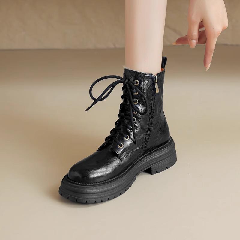 Soft leather version~ fur integrated snow boots women's Northeast cotton shoes 2025 new winter velvet thickened warm short boots