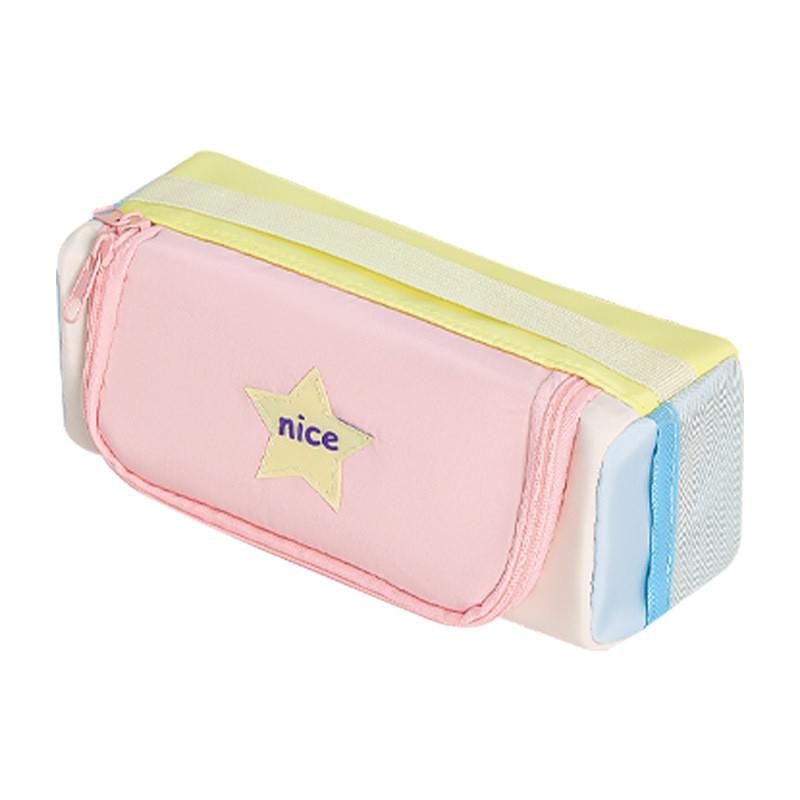 Multilayer Star Shape Pencil Case With Fabric Material For Student Office Use