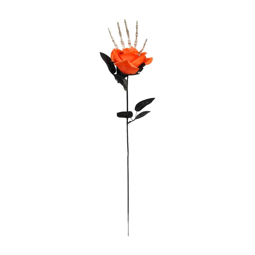 Halloween Skeleton Hand Rose Adornment Creepy Fake Flowers For Indoor Layout And For Halloween Home Decorations And Spooky Scene Setting
