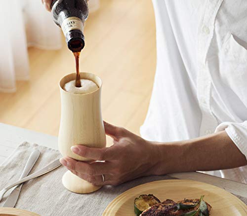 RIVERET Vessel Beer Glasses, 380ml, Pair, Bamboo, Dishwasher Safe, White/Brown, RV-114WB