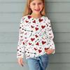 Fashion Children Casual Long Sleeved Letter Heart Pattern 3D Print Tops Funny Style Comfortable Round Neck Pullover Clothing