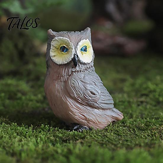Small Animal Statues Mini Simulation Owl Resin Figurine, Lifelike Feather Texture Statue, Weather-Resistant Micro Fairy Garden Accessories Landscape