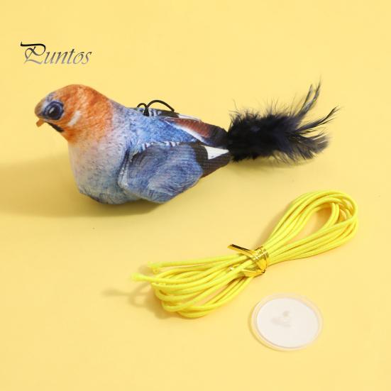 Interaktives Katzenspielzeug mit zwitscherndem Vogel, realistischer Plüschvogel mit Feder, berührungsaktiviertes Kätzchenspielzeug mit lebensechtem Zwitschergeräusch für Hauskatzen zur Linderung