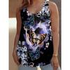 Women's Flower Butterfly Print Top Fashionable Simple Sleeveless T-shirt Casual Comfortable Camis Tank Tops
