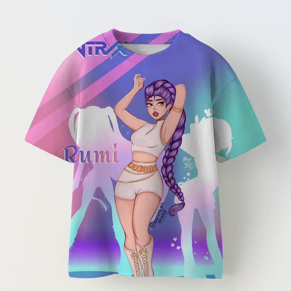 Hot sale girls' witch hunting team children's heart-shaped pattern short-sleeve soft T-shirt fashion
