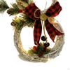 Christmas Wreath with Lights Pine Cone Hanging Ornament Artificial Snowman for