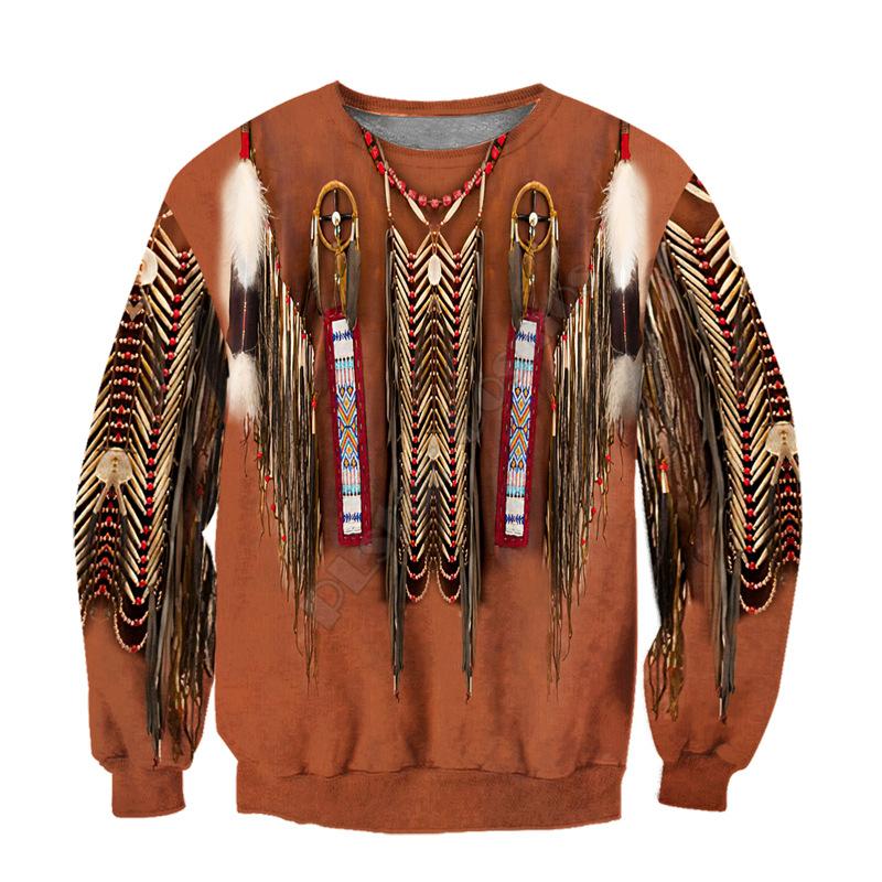 3D Digital Indian Print Round Neck Sweatshirt Comfortable Casual Loose Long-sleeved Pullover Top