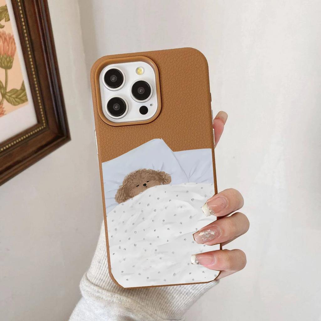 Sleep Dog Cat Deer Leather Texture Phone Case For Xiaomi Redmi Note 13 14 12 Pro Plus 11 10 11S 10S A5 A3 14C 12C 10C 9C A1 A2