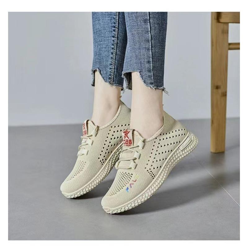 Pantofi ocazional pentru femei cu țesătură Fly-weave Pantofi sport respirabili cu suprafață din plasă Comozi cu pantofii mamei Femei